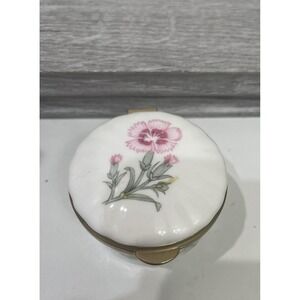 Aynsley Wild Tudor Fine Bone China Hinged Trinket Pill Box Floral England